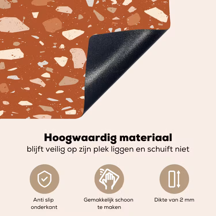 Terrazzo - Patroon - Klei Inductie beschemer met haakjes klein 777 -ky-onderkant-nl