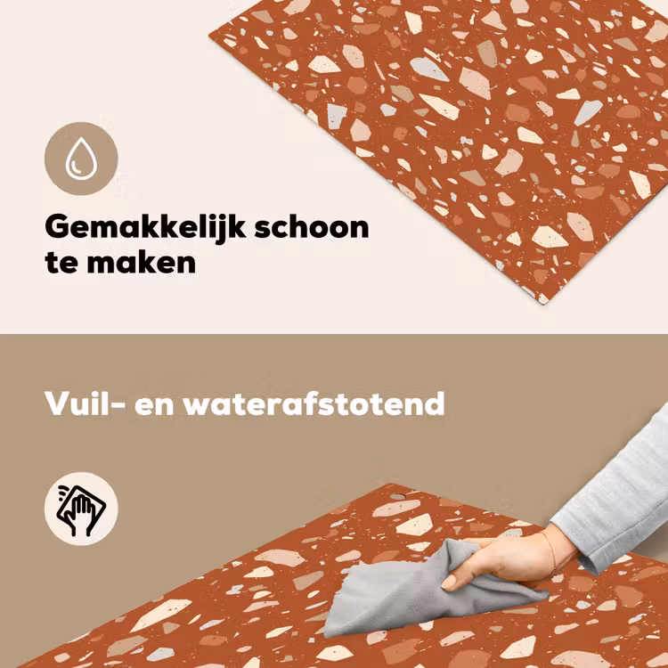 Terrazzo - Patroon - Klei Inductie beschemer met haakjes klein 777 -ky-schoon-nl