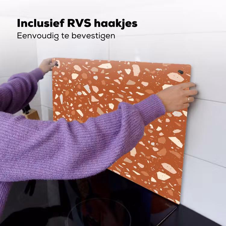 Terrazzo - Patroon - Klei Inductie beschemer met haakjes klein 777 -ky-ophangen-nl
