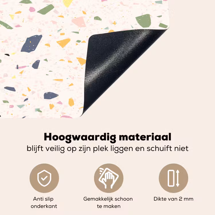 Terrazzo - Patroon - Kleurrijk - Festival Inductie beschemer met haakjes klein 777 -ky-onderkant-nl