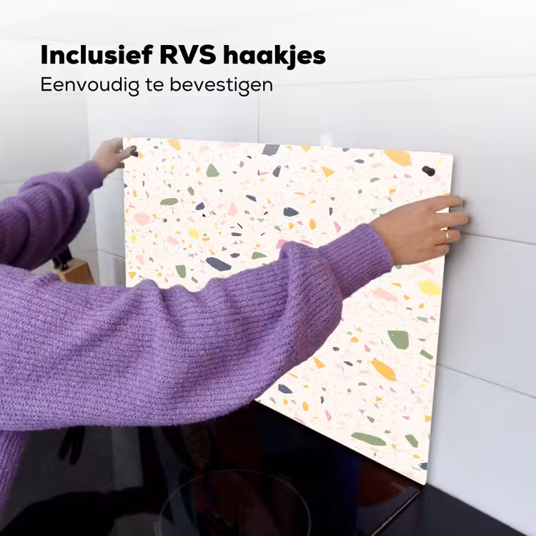 Terrazzo - Patroon - Kleurrijk - Festival Inductie beschemer met haakjes klein 777 -ky-ophangen-nl