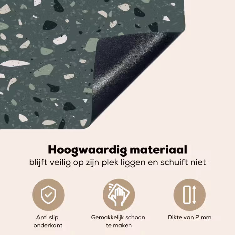 Terrazzo - Patroon - Kleurrijk - Groen Inductie beschemer met haakjes klein 777 -ky-onderkant-nl