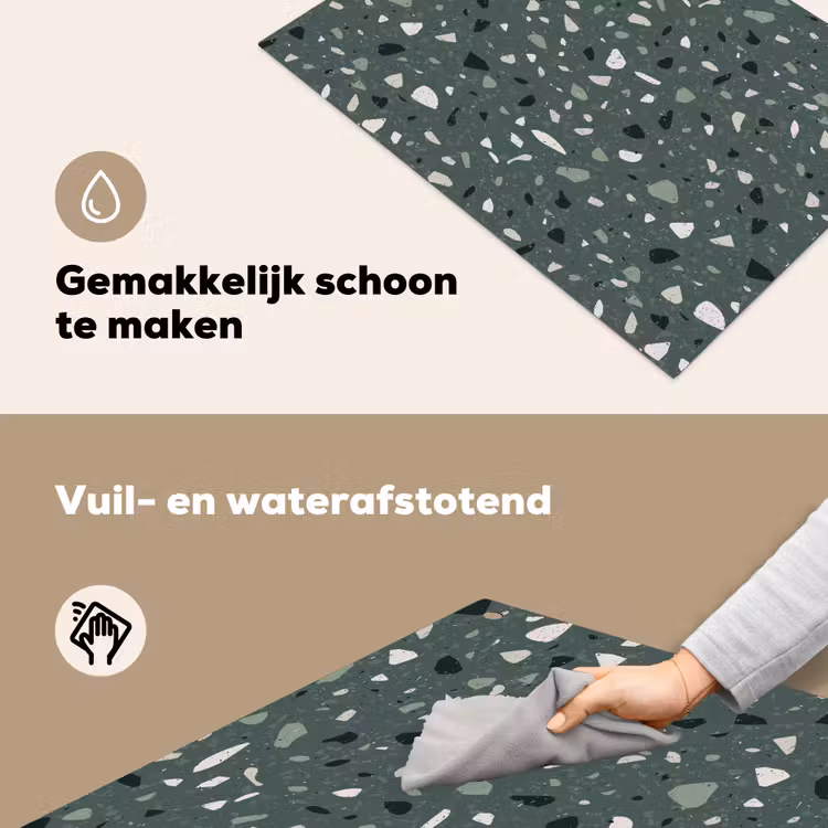 Terrazzo - Patroon - Kleurrijk - Groen Inductie beschemer met haakjes klein 777 -ky-schoon-nl