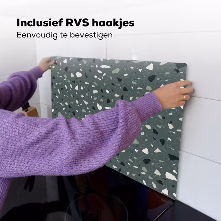 Terrazzo - Patroon - Kleurrijk - Groen Inductie beschemer met haakjes klein 777 -ky-ophangen-nl