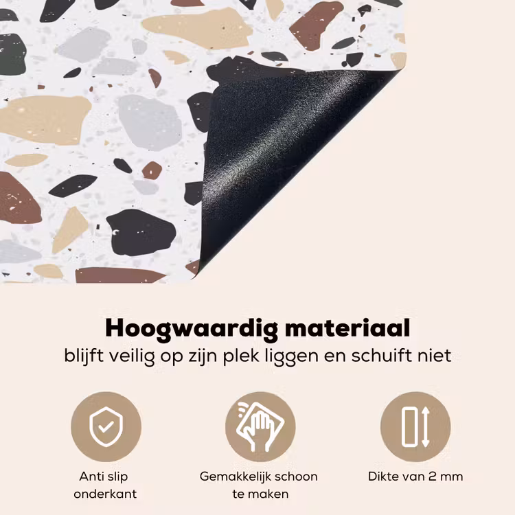 Terrazzo - Patroon - Kleurrijk - Klei Inductie beschemer met haakjes klein 777 -ky-onderkant-nl