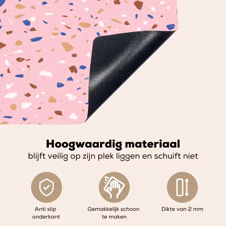 Terrazzo - Patroon - Kleurrijk - Roze Inductie beschemer met haakjes klein 777 -ky-onderkant-nl