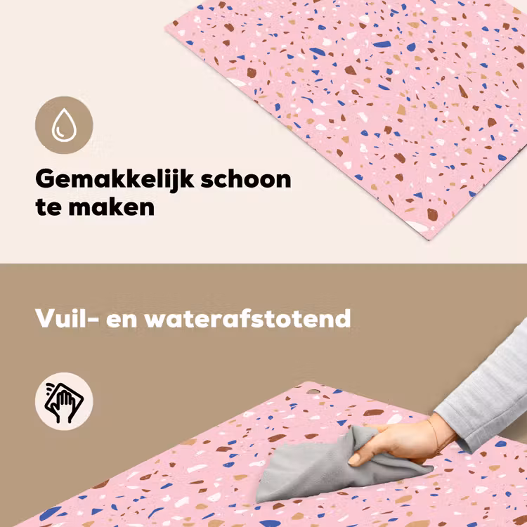 Terrazzo - Patroon - Kleurrijk - Roze Inductie beschemer met haakjes klein 777 -ky-schoon-nl