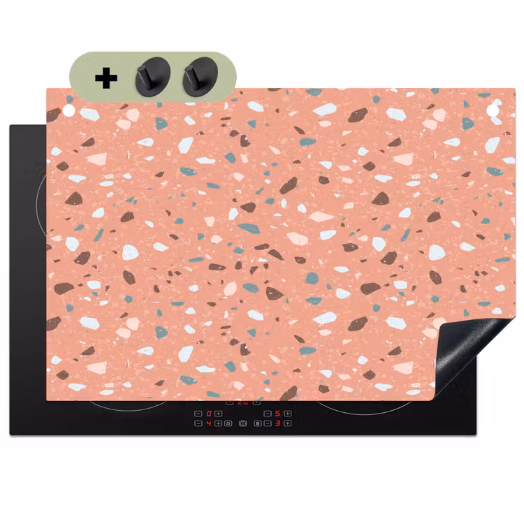 Terrazzo - Patroon - Kleurrijk - Roze - Blauw Inductie beschemer met haakjes klein 777 -3d