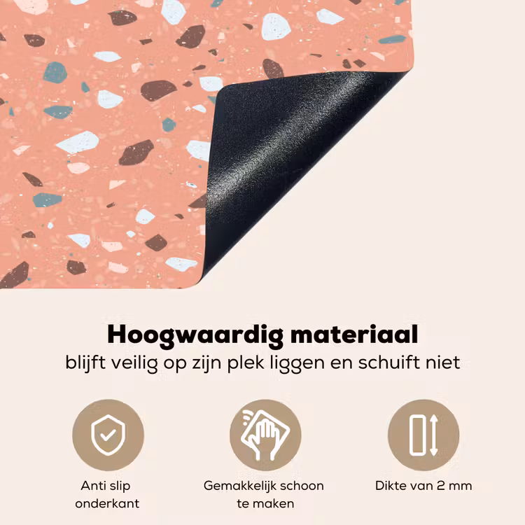 Terrazzo - Patroon - Kleurrijk - Roze - Blauw Inductie beschemer met haakjes klein 777 -ky-onderkant-nl