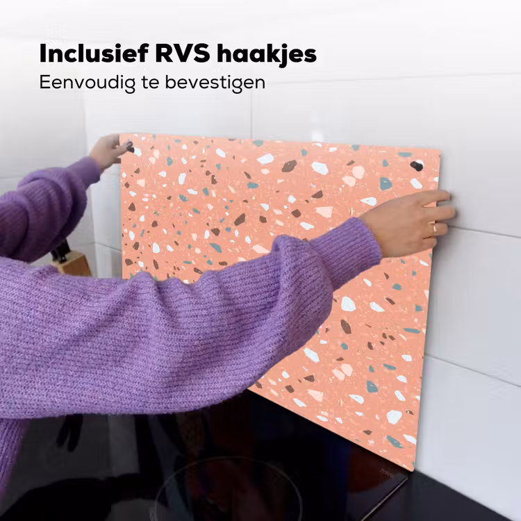 Terrazzo - Patroon - Kleurrijk - Roze - Blauw Inductie beschemer met haakjes klein 777 -ky-ophangen-nl
