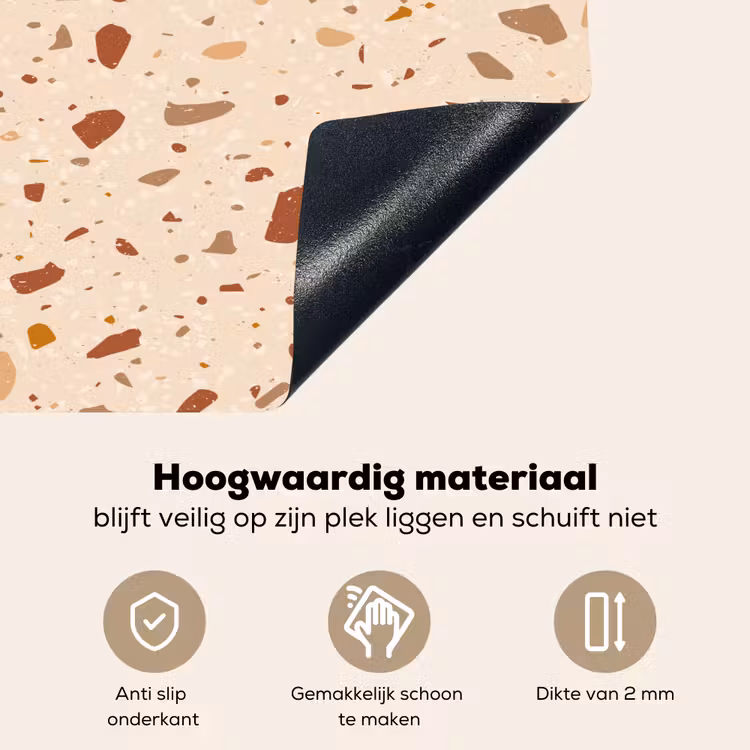 Terrazzo - Patroon - Kleurrijk - Steen Inductie beschemer met haakjes klein 777 -ky-onderkant-nl