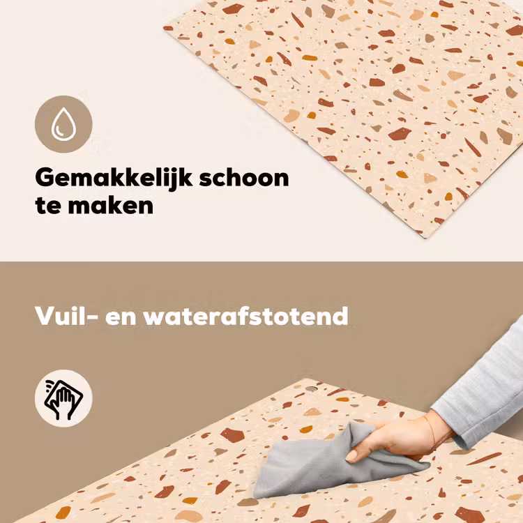 Terrazzo - Patroon - Kleurrijk - Steen Inductie beschemer met haakjes klein 777 -ky-schoon-nl