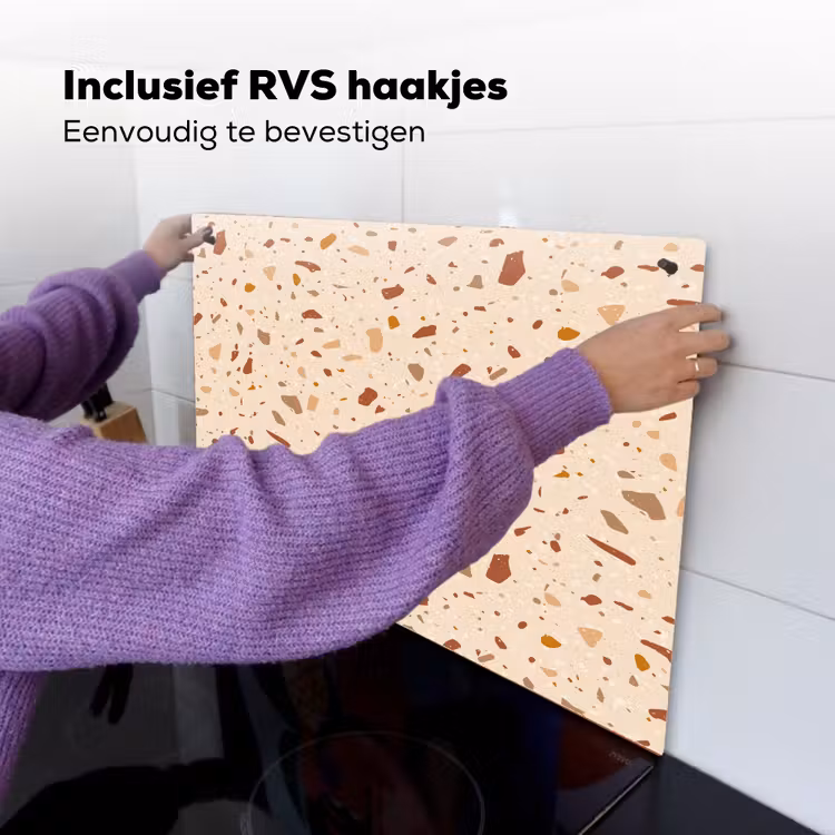 Terrazzo - Patroon - Kleurrijk - Steen Inductie beschemer met haakjes klein 777 -ky-ophangen-nl