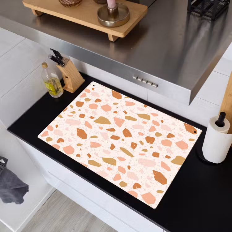 Terrazzo - Patroon - Kleurrijk - Zalm Inductie beschemer met haakjes klein 777 -sfeer1