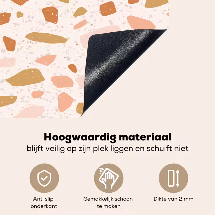 Terrazzo - Patroon - Kleurrijk - Zalm Inductie beschemer met haakjes klein 777 -ky-onderkant-nl