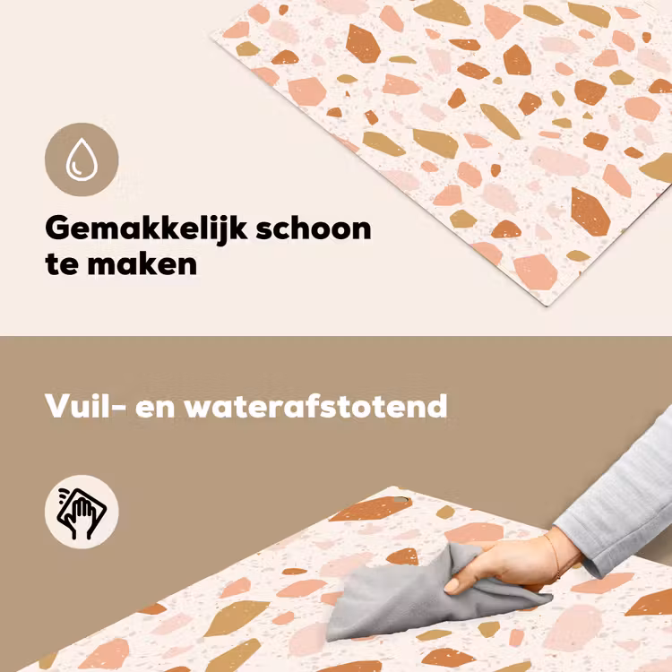 Terrazzo - Patroon - Kleurrijk - Zalm Inductie beschemer met haakjes klein 777 -ky-schoon-nl