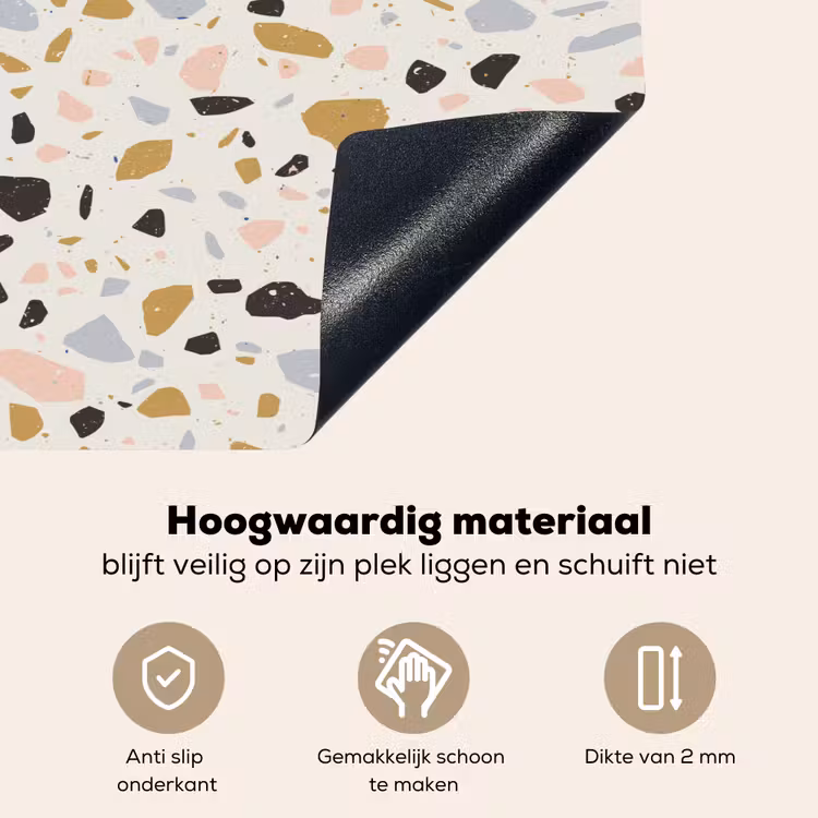 Terrazzo - Patroon - Neutraal - Zacht - Multi Inductie beschemer met haakjes klein 777 -ky-onderkant-nl