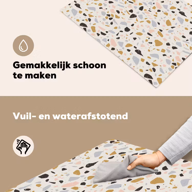 Terrazzo - Patroon - Neutraal - Zacht - Multi Inductie beschemer met haakjes klein 777 -ky-schoon-nl