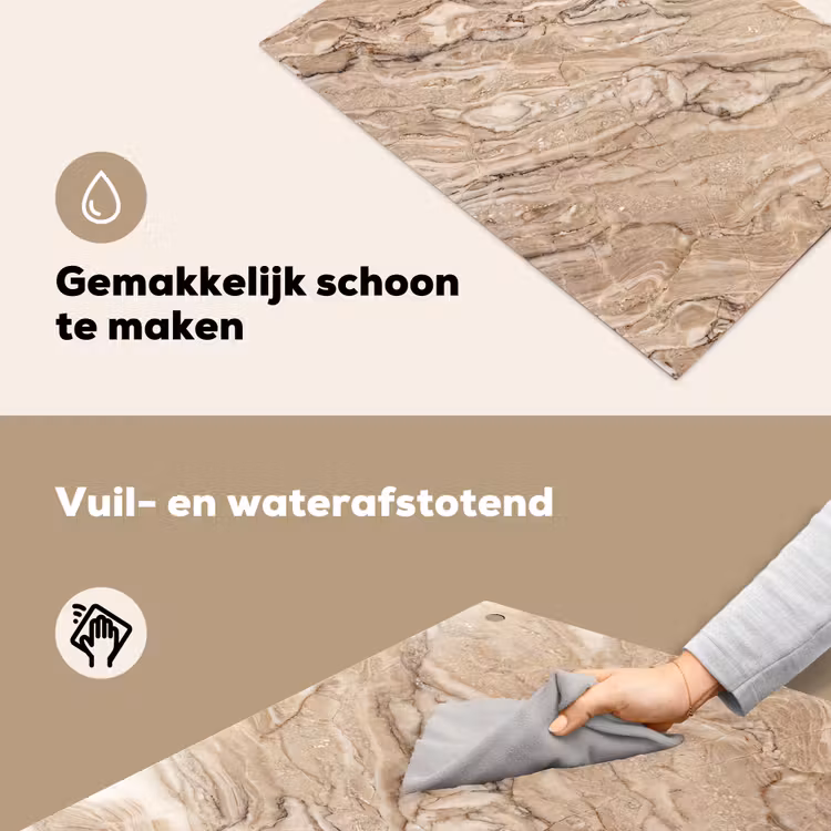 Textuur - Aders - Abstract - Modern - Beige Inductie beschemer met haakjes klein -ky-schoon-nl