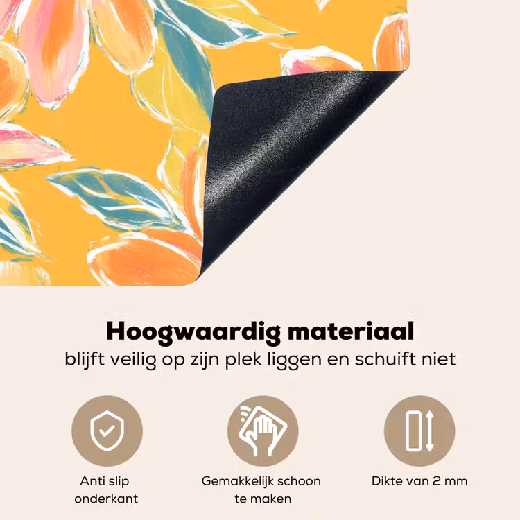Textuur - Bloemen - Kleurrijk Inductie beschemer met haakjes klein 777 -ky-onderkant-nl