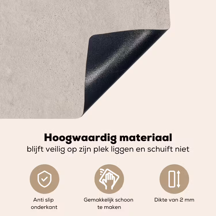 Textuur - Effen - Abstract - Beige Inductie beschemer met haakjes klein -ky-onderkant-nl