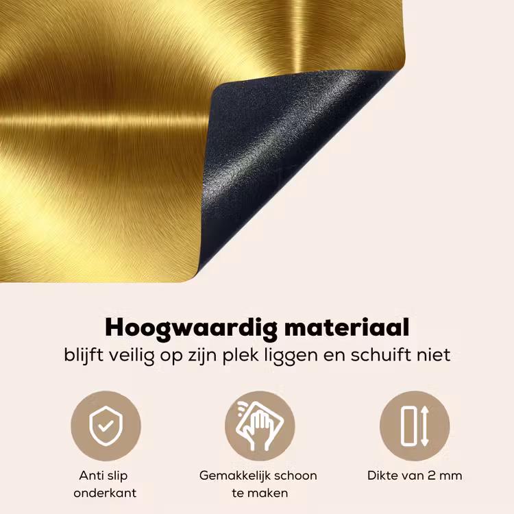 Textuur - Geborsteld Goud - Industrieel - Metallic Inductie beschemer met haakjes klein 777 -ky-onderkant-nl
