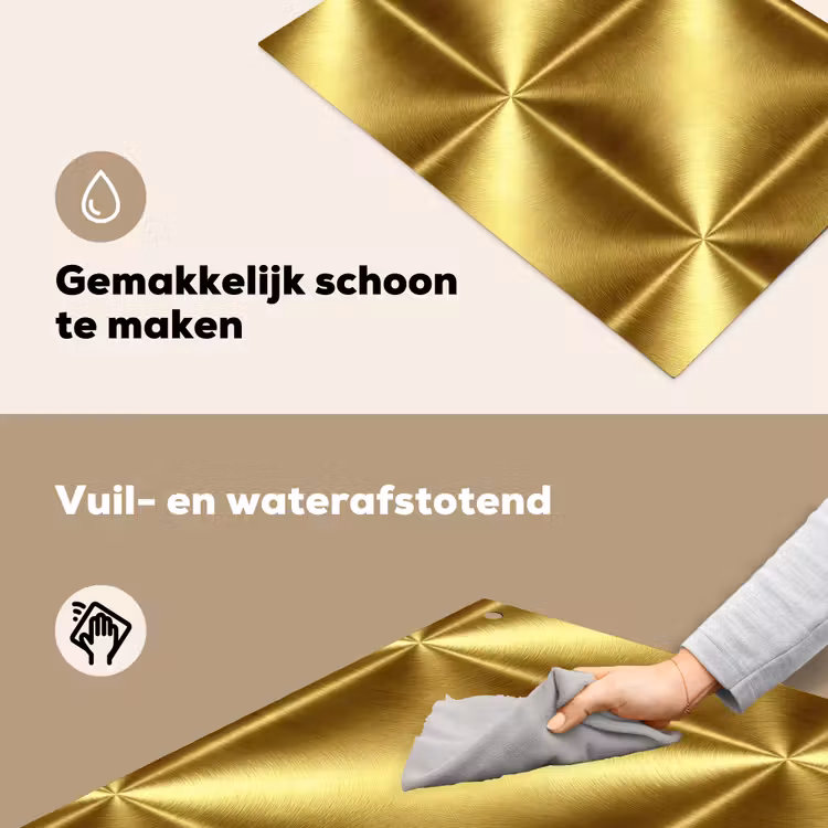 Textuur - Geborsteld Goud - Industrieel - Metallic Inductie beschemer met haakjes klein 777 -ky-schoon-nl