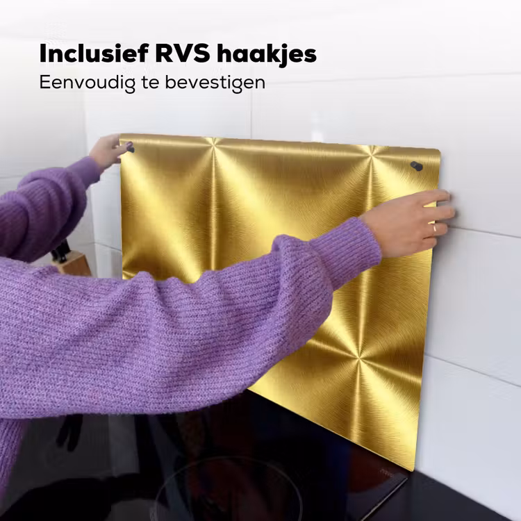 Textuur - Geborsteld Goud - Industrieel - Metallic Inductie beschemer met haakjes klein 777 -ky-ophangen-nl