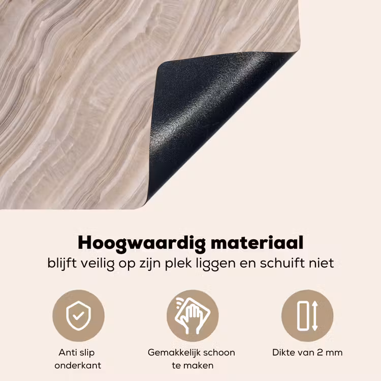 Textuur - Golvend - Abstract - Modern - Beige Inductie beschemer met haakjes klein -ky-onderkant-nl