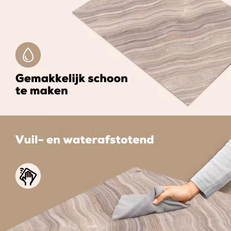 Textuur - Golvend - Abstract - Modern - Beige Inductie beschemer met haakjes klein -ky-schoon-nl