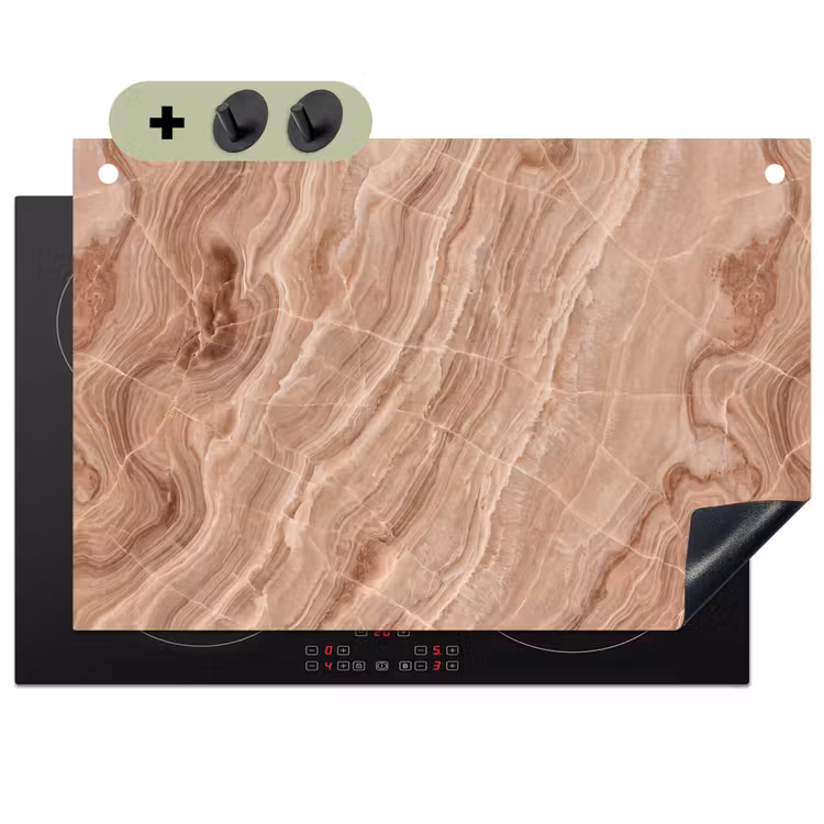 Textuur - Golvend - Abstract - Warm - Bruin Inductie beschemer met haakjes klein -3d