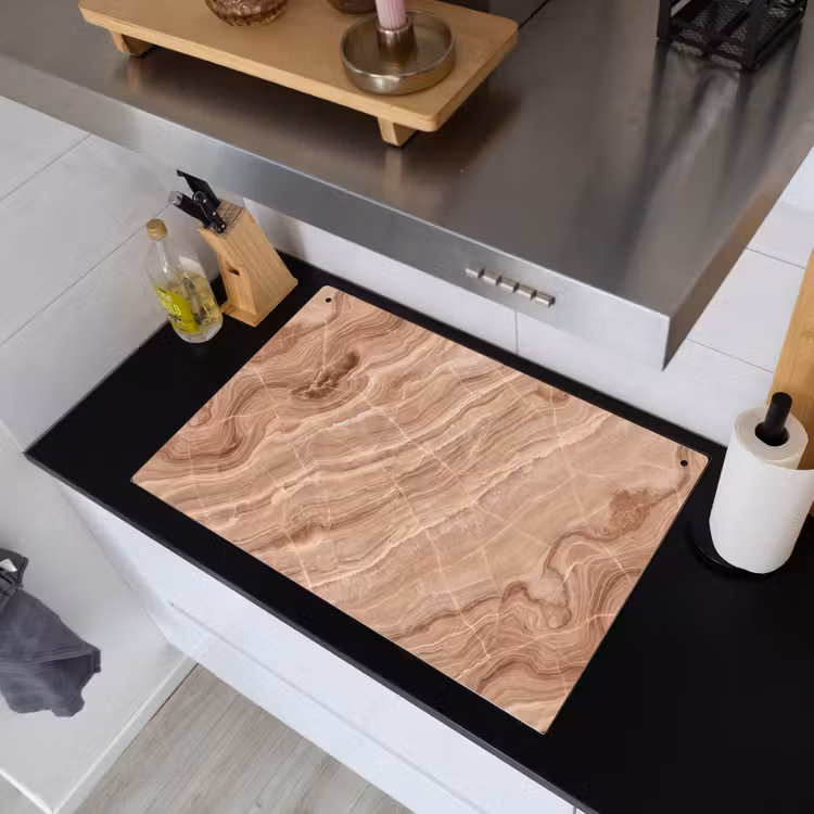 Textuur - Golvend - Abstract - Warm - Bruin Inductie beschemer met haakjes klein -sfeer1