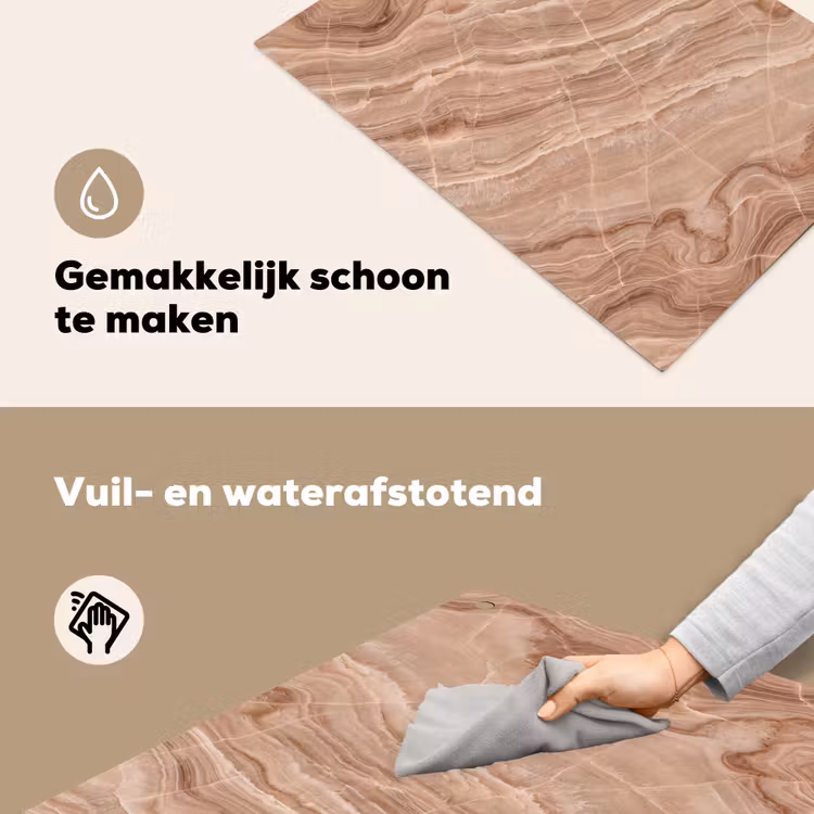 Textuur - Golvend - Abstract - Warm - Bruin Inductie beschemer met haakjes klein -ky-schoon-nl