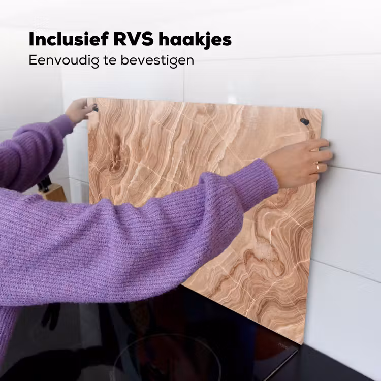 Textuur - Golvend - Abstract - Warm - Bruin Inductie beschemer met haakjes klein -ky-ophangen-nl