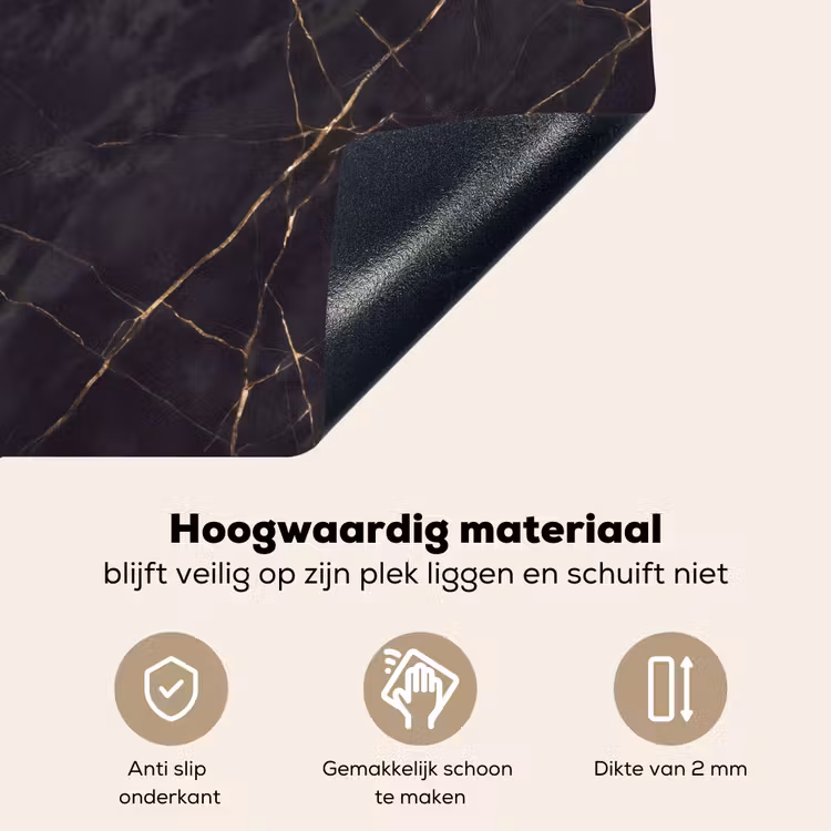 Textuur - Gouden lijnen - Abstract - Modern - Zwart Inductie beschemer met haakjes klein -ky-onderkant-nl