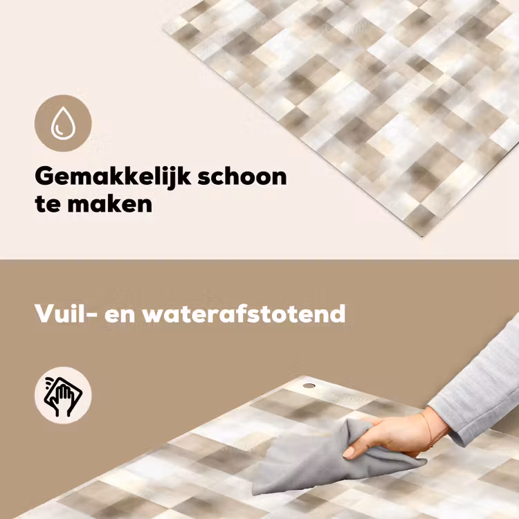 Textuur - Linnen - Beige Inductie beschemer met haakjes klein 777 -ky-schoon-nl