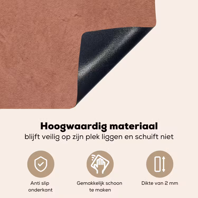Textuur - Roodbruin - Grof - Modern Inductie beschemer met haakjes klein -ky-onderkant-nl