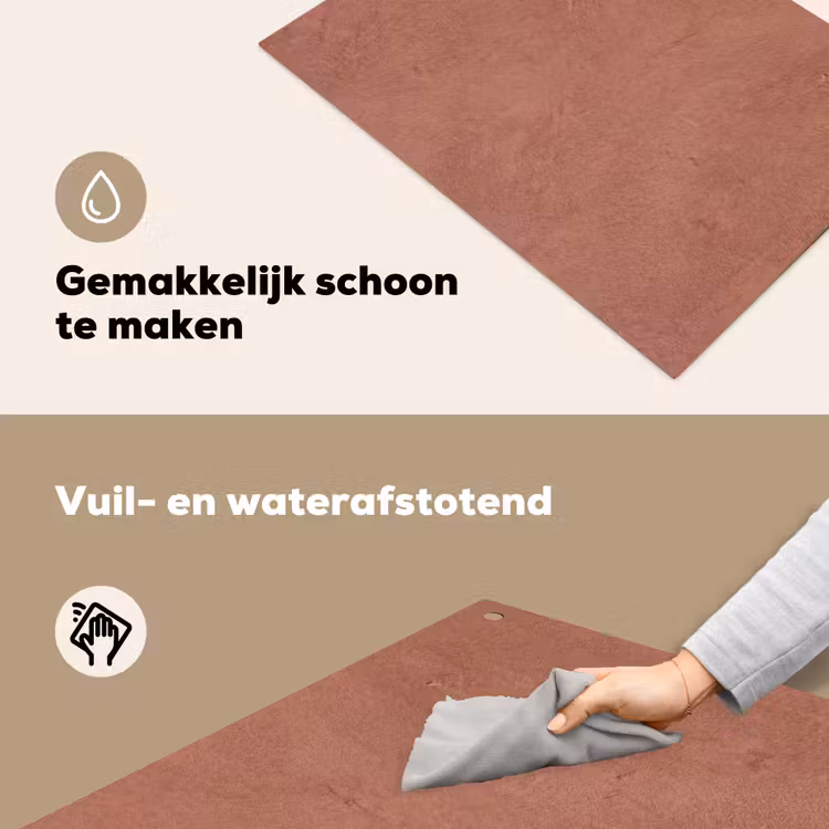 Textuur - Roodbruin - Grof - Modern Inductie beschemer met haakjes klein -ky-schoon-nl