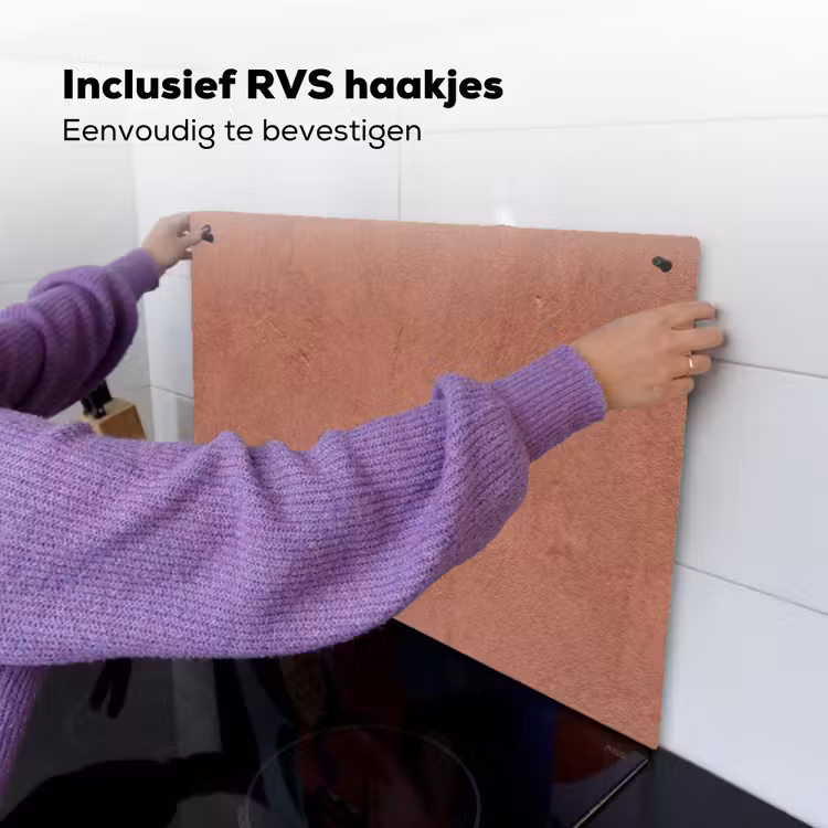 Textuur - Roodbruin - Grof - Modern Inductie beschemer met haakjes klein -ky-ophangen-nl