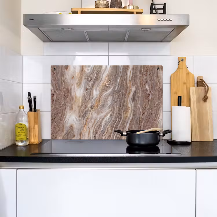 Textuur - Steen - Abstract - Beige Inductie beschemer met haakjes klein -sfeer2