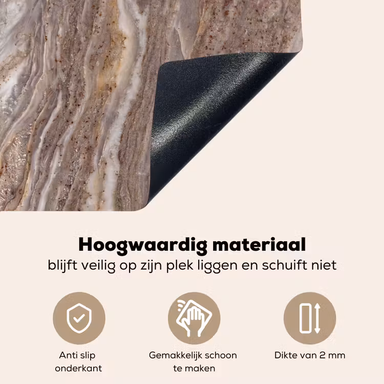 Textuur - Steen - Abstract - Beige Inductie beschemer met haakjes klein -ky-onderkant-nl