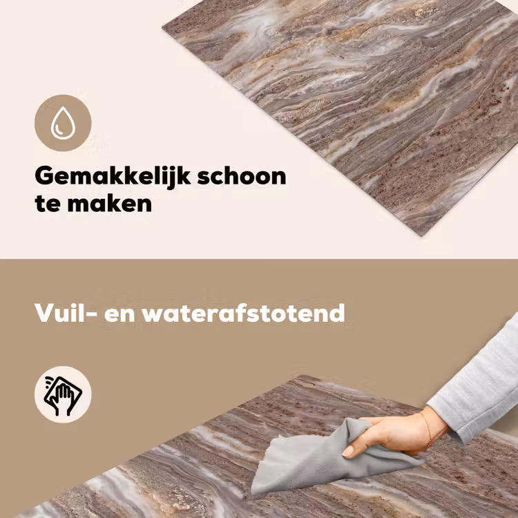 Textuur - Steen - Abstract - Beige Inductie beschemer met haakjes klein -ky-schoon-nl