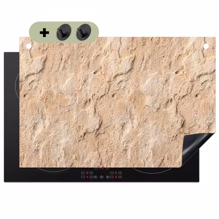 Textuur - Steen - Natuur - Beige Inductie beschemer met haakjes klein -3d