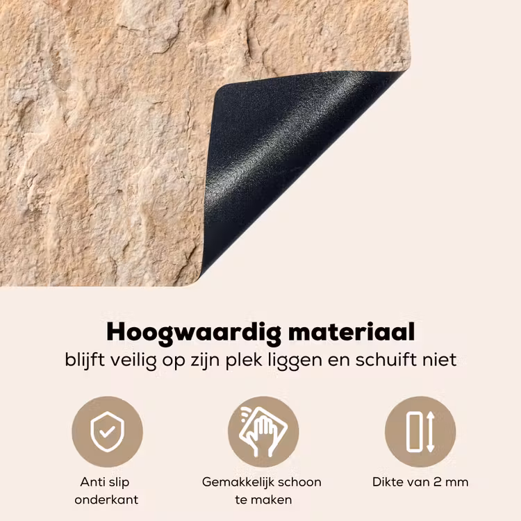 Textuur - Steen - Natuur - Beige Inductie beschemer met haakjes klein -ky-onderkant-nl