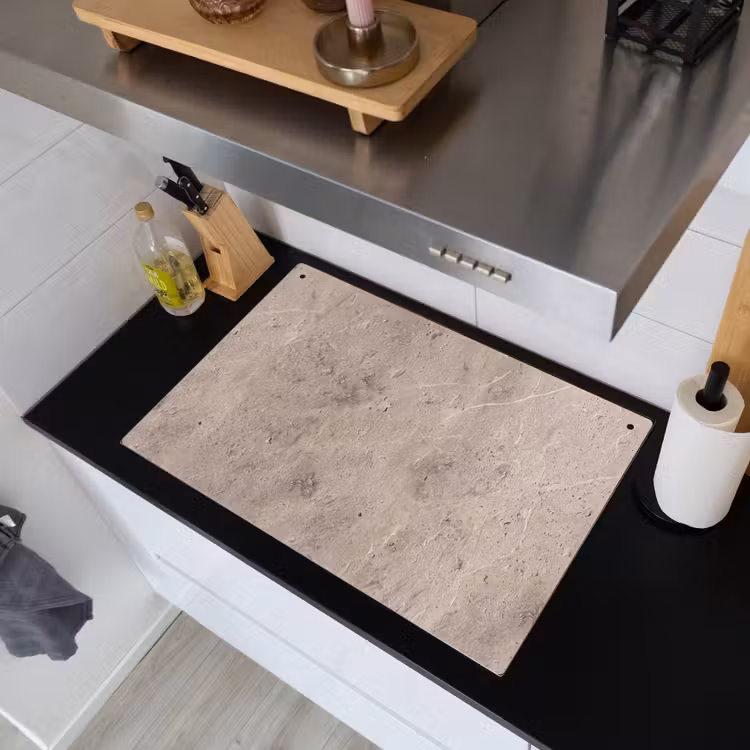 Textuur - Steen - Patroon - Rustiek - Beige Inductie beschemer met haakjes klein -sfeer1