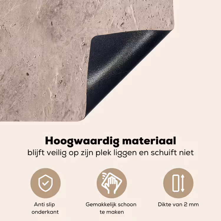 Textuur - Steen - Patroon - Rustiek - Beige Inductie beschemer met haakjes klein -ky-onderkant-nl