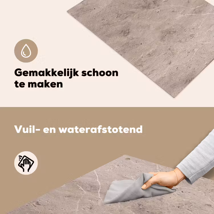 Textuur - Steen - Patroon - Rustiek - Beige Inductie beschemer met haakjes klein -ky-schoon-nl
