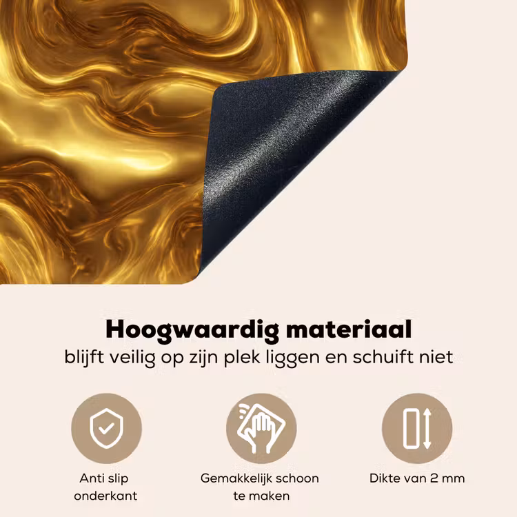 Textuur - Vloeibaar - Organisch - Goud Inductie beschemer met haakjes klein 777 -ky-onderkant-nl