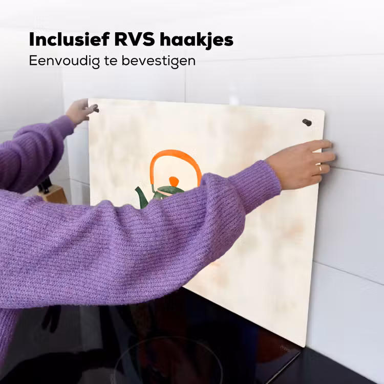 Theepot - Groen - Bloemen - Oranje Inductie beschemer met haakjes klein -ky-ophangen-nl