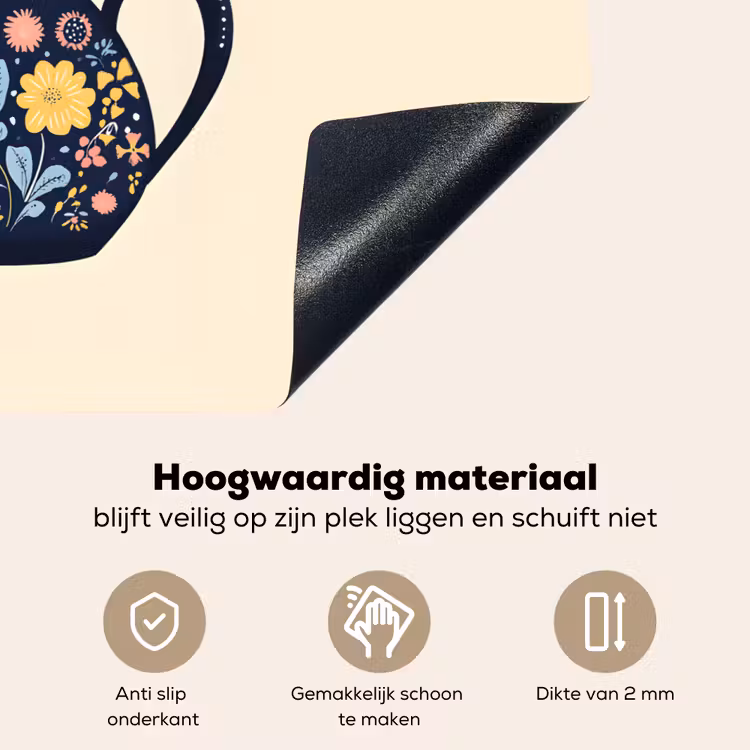 Theepot - Kleurrijk - Bloemen Inductie beschemer met haakjes klein -ky-onderkant-nl